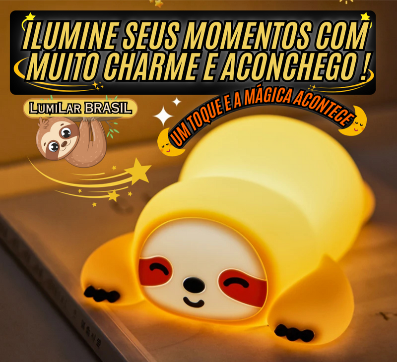 🦥 Bixinho Preguiça de Silicone - Sensível ao Toque - Recarregável Tipo C.🔋