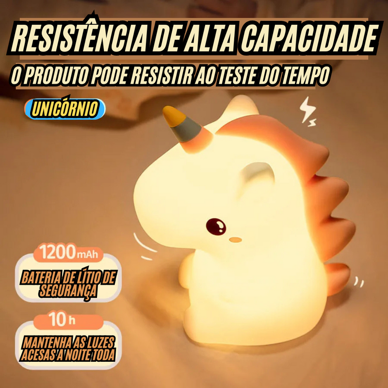 🦄 Unicórnio Camaleão 7 Cores - Sensível ao Toque - Recarregável Tipo C.🔋