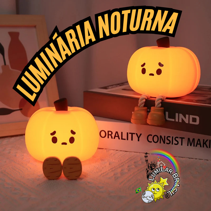 🎃Mini Abobora Fofa - Pode ser Usada Como Suporte de Celular para Assistir.📲 - Recarregável Tipo C.🔋