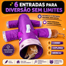 🐱🌈Túnel Mágico Interativo de Unicórnio com 6 Entradas para Gatos💜🦄