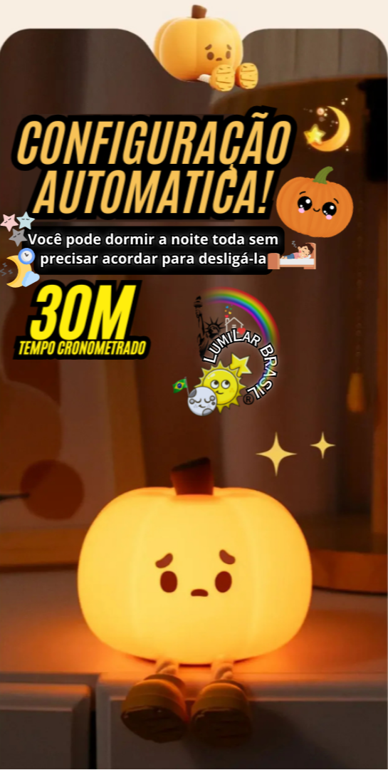 🎃Mini Abobora Fofa - Pode ser Usada Como Suporte de Celular para Assistir.📲 - Recarregável Tipo C.🔋