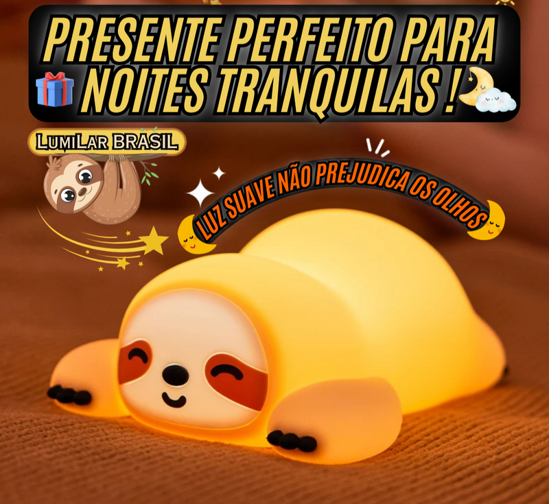 🦥 Bixinho Preguiça de Silicone - Sensível ao Toque - Recarregável Tipo C.🔋