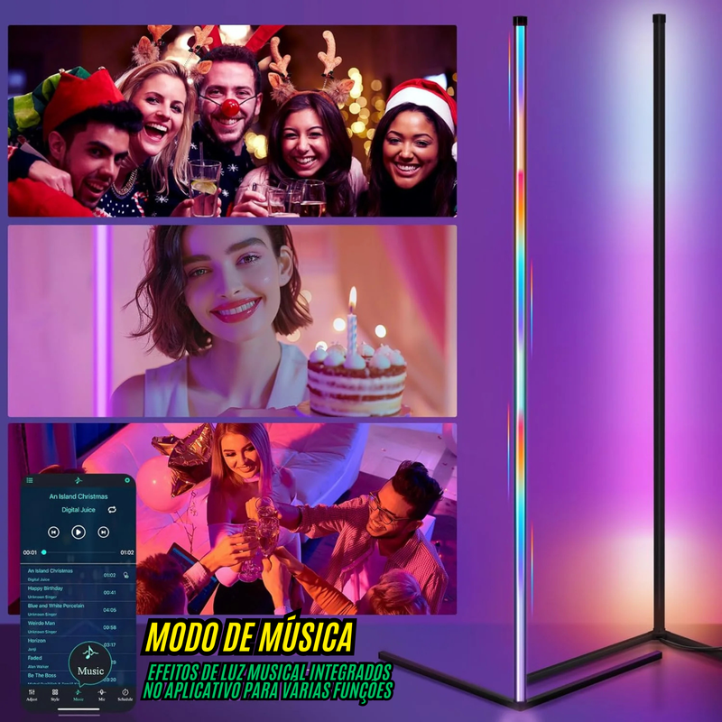 Candeeiro Moderno inteligente RGB com sincronização de música.🔊