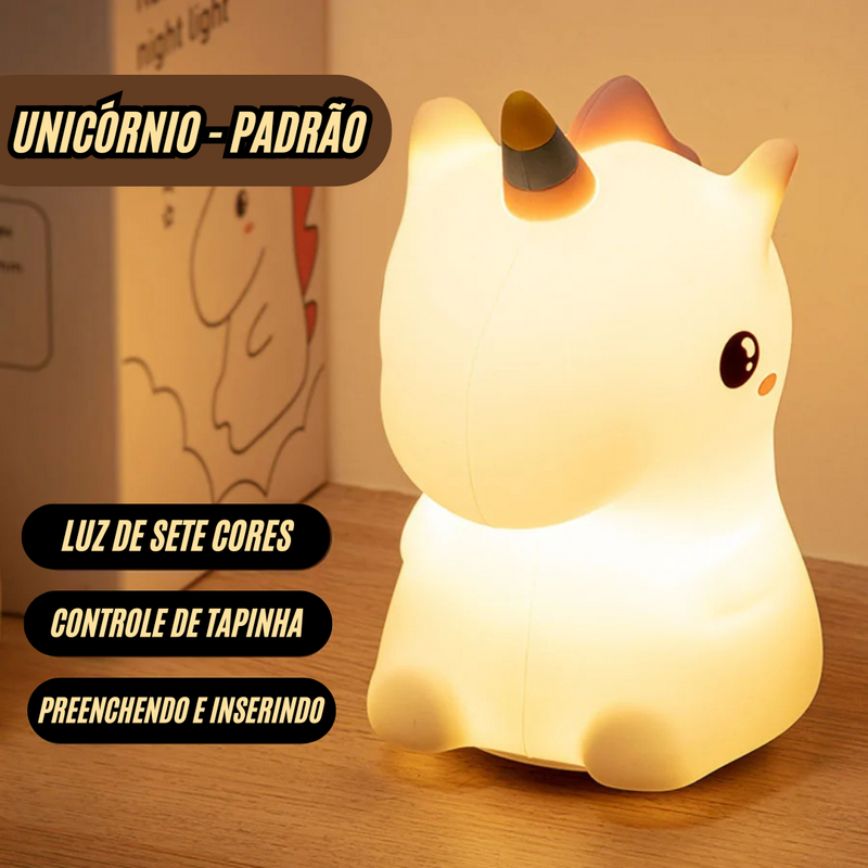 🦄 Unicórnio Camaleão 7 Cores - Sensível ao Toque - Recarregável Tipo C.🔋