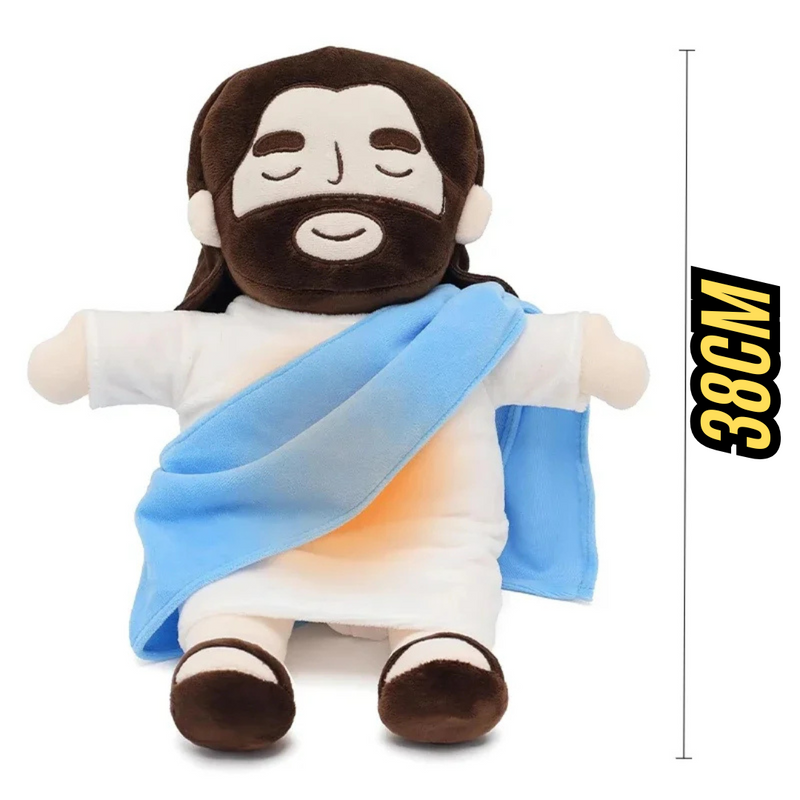 ✝️Jesus Cristo de Pelúcia com Respiração🤍 - Alívio para Ansiedade e Noites Mal Dormidas.💤