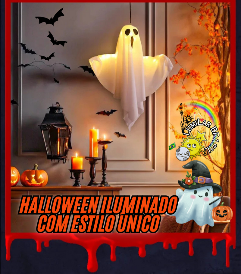 Luminária de Halloween Fantasma Flutuando 👻🎃