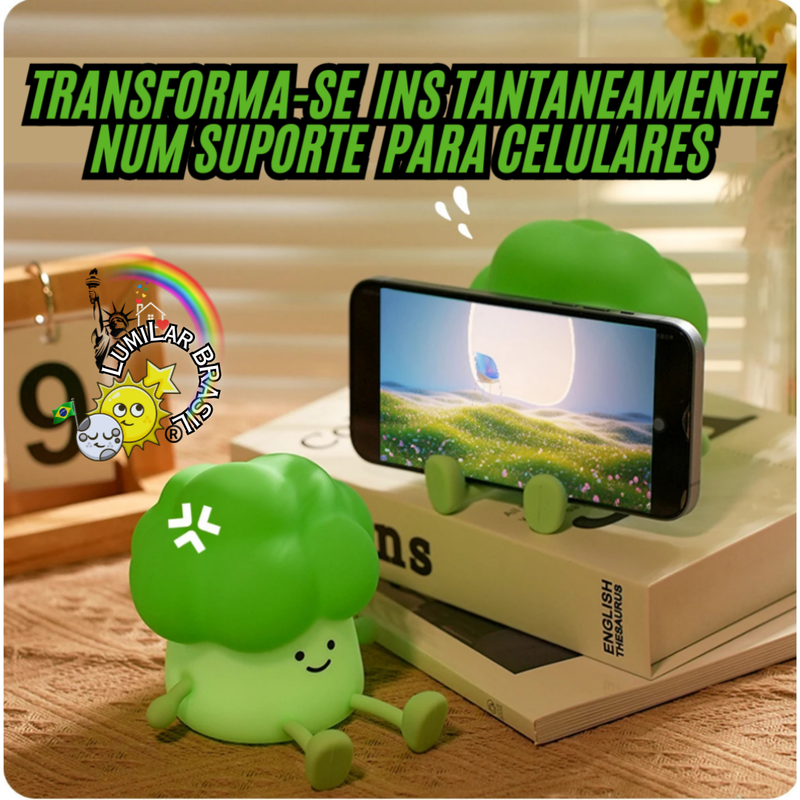 🥦Brócolis de Silicone - Pode ser Usado Como Suporte de Celulares para Assistir.📲 - Recarregável Tipo C.🔋