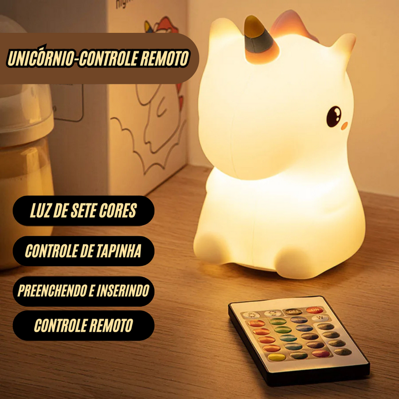 🦄 Unicórnio Camaleão 7 Cores - Sensível ao Toque - Recarregável Tipo C.🔋