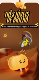 🎃Mini Abobora Fofa - 3 Níveis de Brilho - Sensível ao Toque - Pode ser Usada Como Suporte de Celular para Assistir.📲 - Recarregável Tipo C.🔋