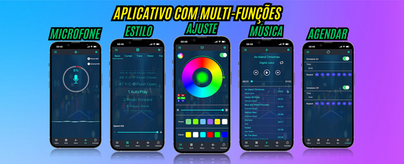 Candeeiro Moderno inteligente RGB com sincronização de música.🔊