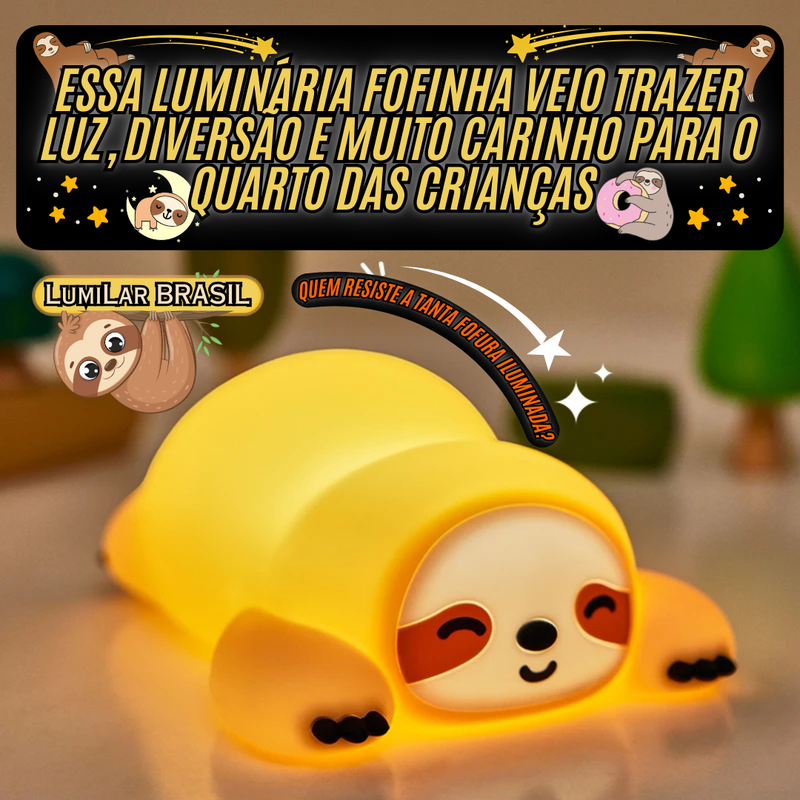 🦥 Bixinho Preguiça de Silicone - Sensível ao Toque - Recarregável Tipo C.🔋