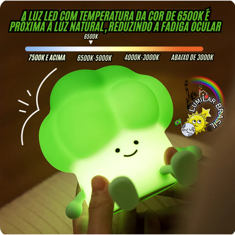 🥦Brócolis de Silicone - Pode ser Usado Como Suporte de Celulares para Assistir.📲 - Recarregável Tipo C.🔋