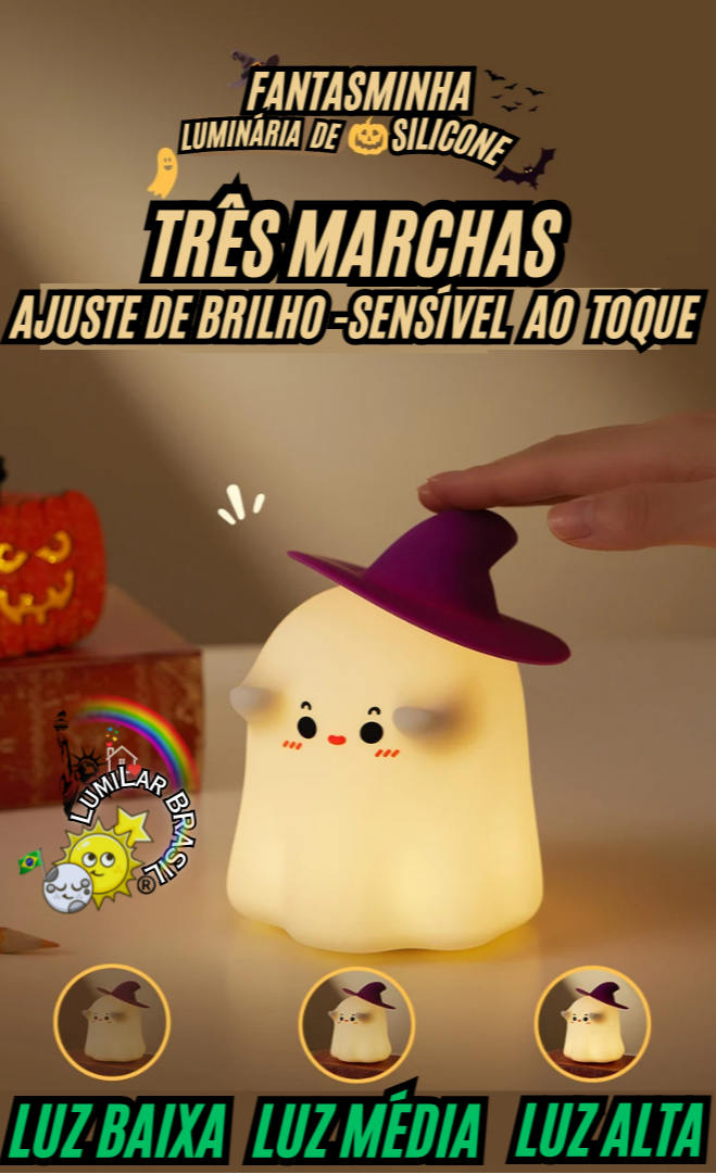 👻Fantasminha Exclusivo de Silicone Sensível ao Toque - Recarregável Tipo C.🔋
