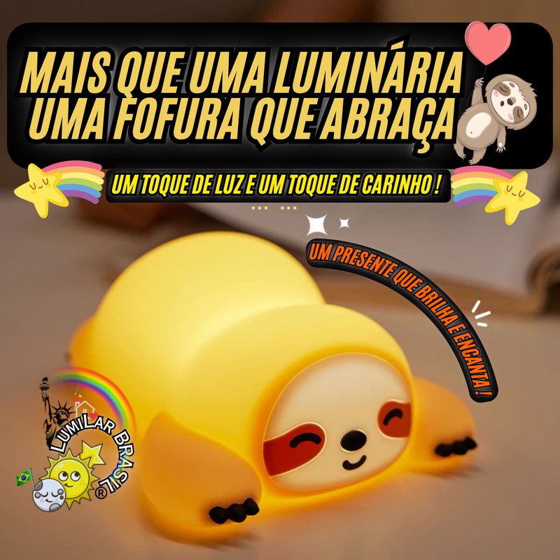 🦥 Bixinho Preguiça de Silicone - Sensível ao Toque - Recarregável Tipo C.🔋