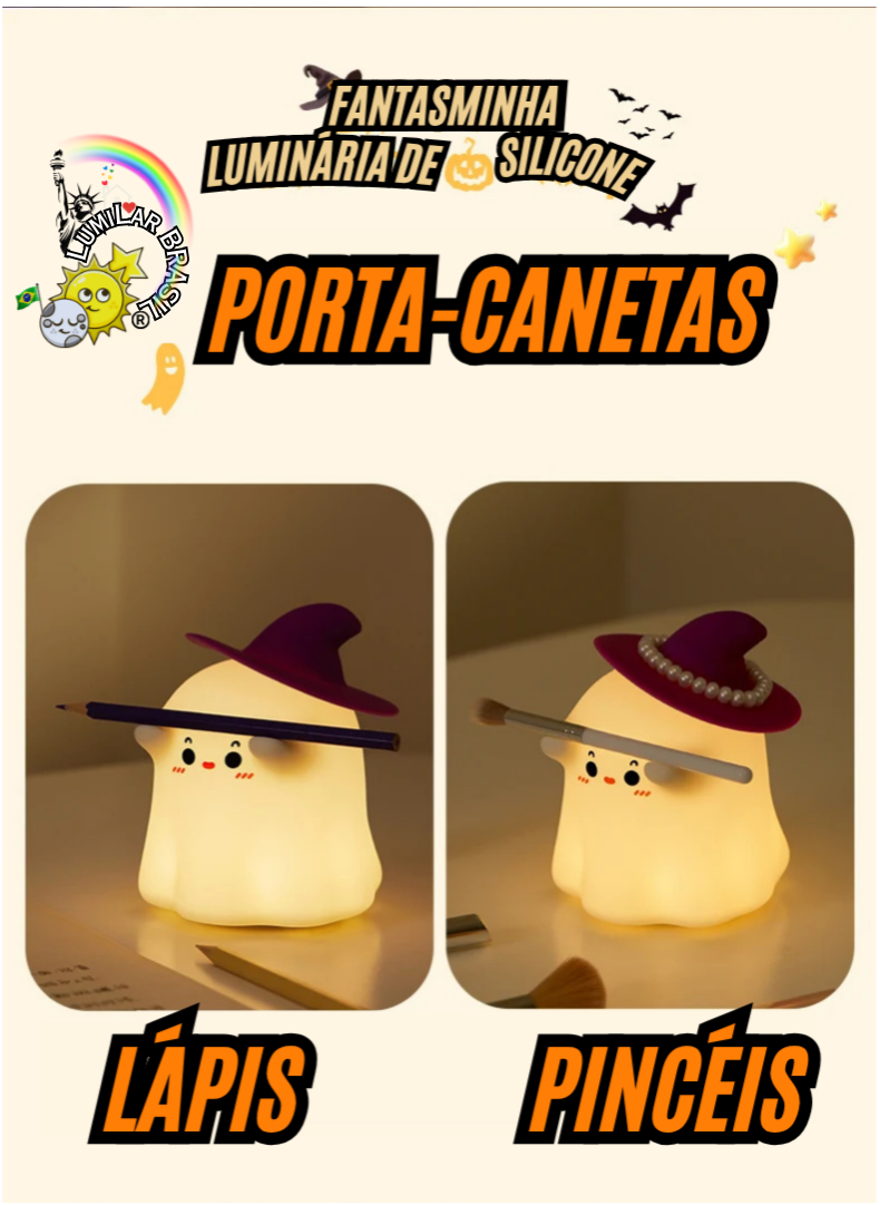 👻Fantasminha Exclusivo de Silicone Sensível ao Toque - Recarregável Tipo C.🔋