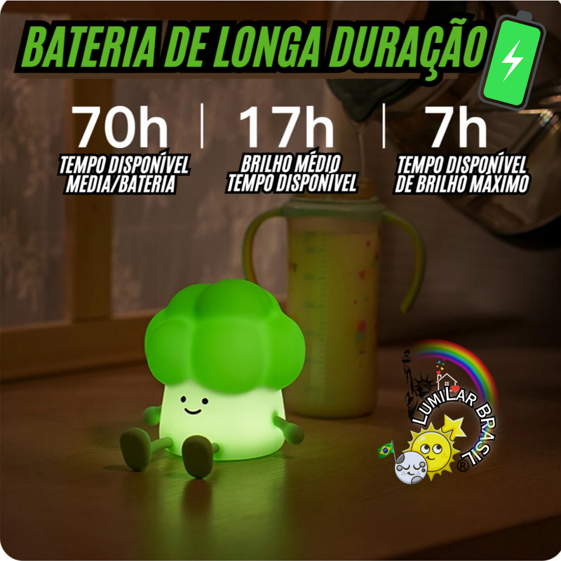 🥦Brócolis de Silicone - Pode ser Usado Como Suporte de Celulares para Assistir.📲 - Recarregável Tipo C.🔋