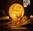 🌙Luminária Premium - LumiLua impressa em 3D c/Foto e Texto Personalizados - Recarregável Tipo-C.🔋