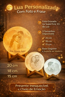 🌙Luminária Premium - LumiLua impressa em 3D c/Foto e Texto Personalizados - Recarregável Tipo-C.🔋