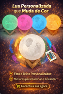 🌙Luminária Premium - LumiLua impressa em 3D c/Foto e Texto Personalizados - Recarregável Tipo-C.🔋