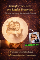 🌙Luminária Premium - LumiLua impressa em 3D c/Foto e Texto Personalizados - Recarregável Tipo-C.🔋