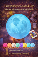 🌙Luminária Premium - LumiLua impressa em 3D c/Foto e Texto Personalizados - Recarregável Tipo-C.🔋