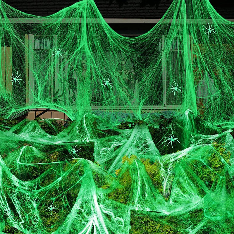 Teia de Aranha Artificial Luminosa Decoração de Halloween