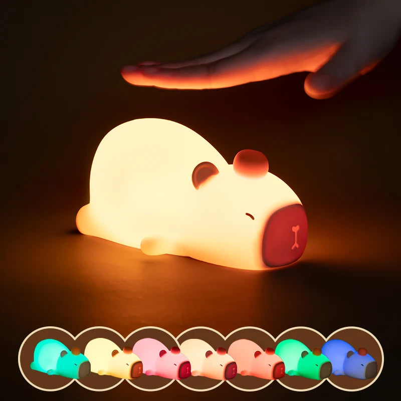 🦦Capivara de Silicone Luminária de LED Sensível ao Toque. - Recarregável Tipo C.🔋
