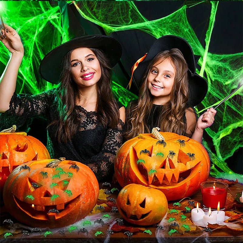 Teia de Aranha Artificial Luminosa Decoração de Halloween