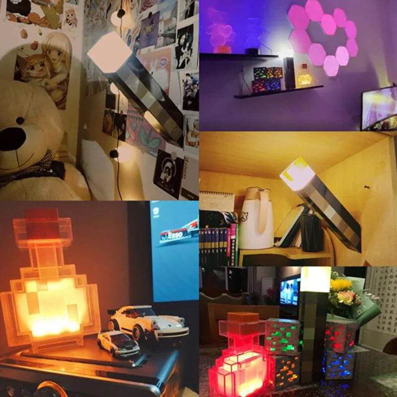 🪄Tocha Minecraft Exclusiva Luminária Infantil de LED. - Recarregável Tipo C.🔋
