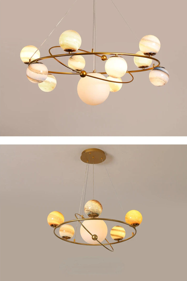 Planetas Atmosféricos de LED pra Sala de estar, Quartos e Hotéis / Peça Banhada a Ouro Modelo de Luxo para Pessoas Exigentes.