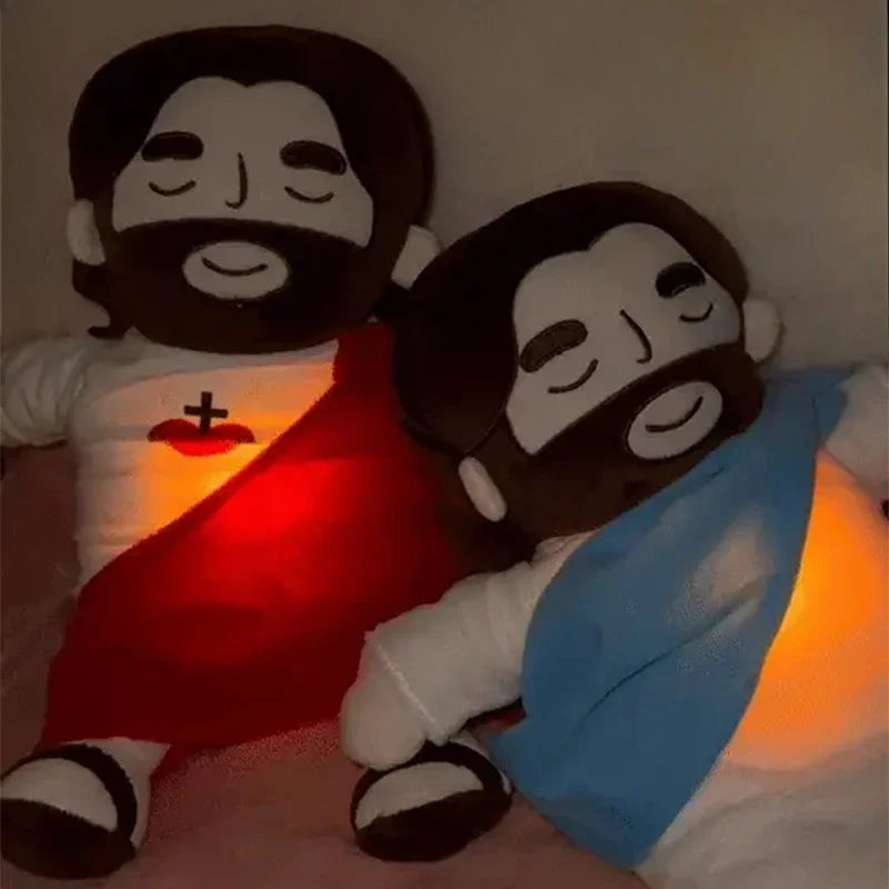 ✝️Jesus Cristo de Pelúcia com Respiração🤍 - Alívio para Ansiedade e Noites Mal Dormidas.💤