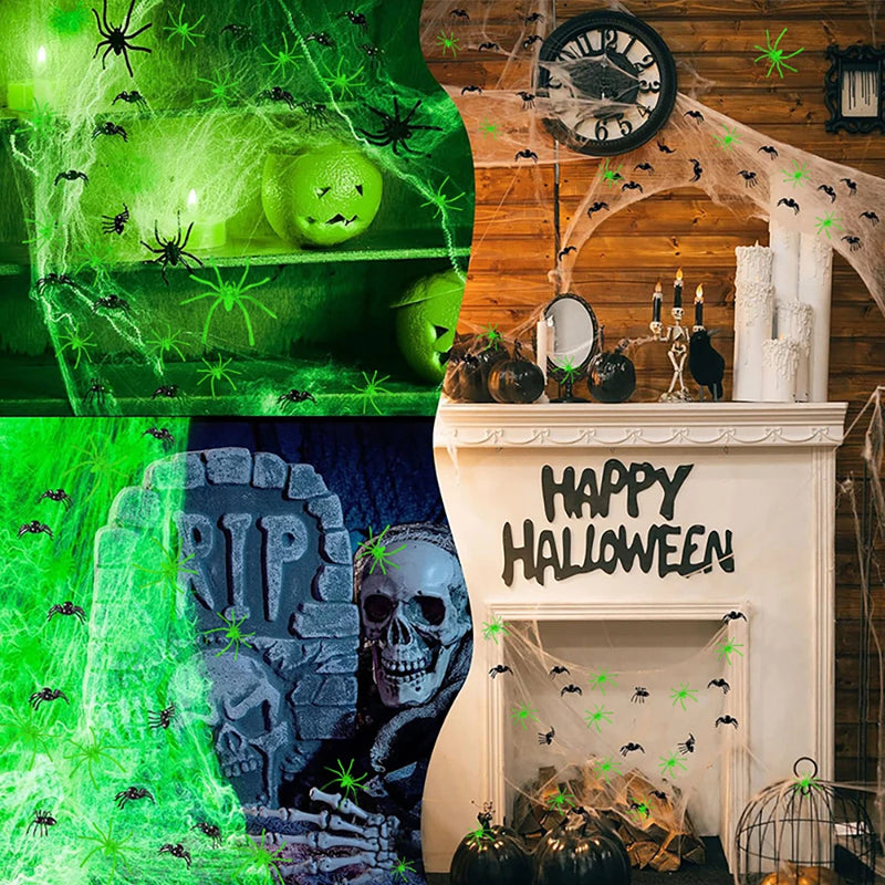 Teia de Aranha Artificial Luminosa Decoração de Halloween