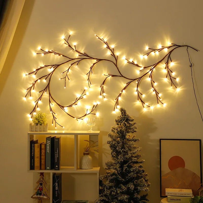 144LEDs Luzes artificiais de galhos botânicos Luzes noturnas de videira de vime Luzes de parede de galhos de salgueiro Luzes decorativas de cabeceira para quarto