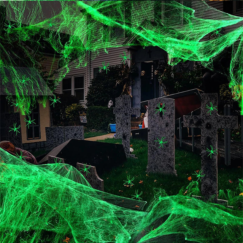 Teia de Aranha Artificial Luminosa Decoração de Halloween