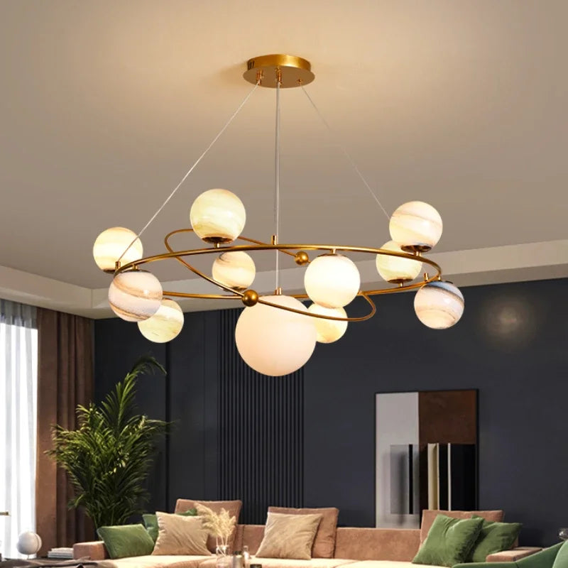 Planetas Atmosféricos de LED pra Sala de estar, Quartos e Hotéis / Peça Banhada a Ouro Modelo de Luxo para Pessoas Exigentes.