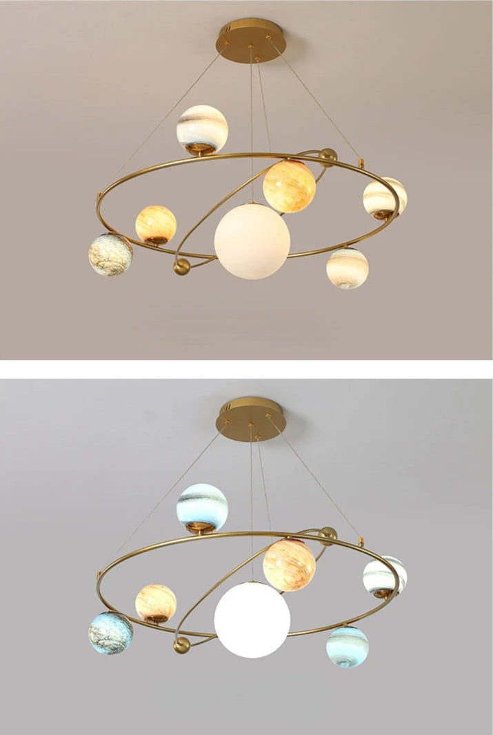 Planetas Atmosféricos de LED pra Sala de estar, Quartos e Hotéis / Peça Banhada a Ouro Modelo de Luxo para Pessoas Exigentes.